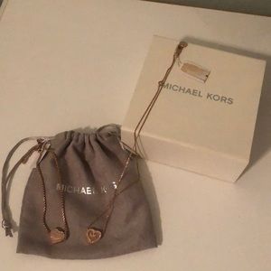 Michael Kors Gold Heart Necklace & Bracelet w/tags